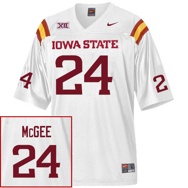 Men #24 Treyveon McGee Iowa State Cyclones College Football Jerseys Sale-White - Click Image to Close
